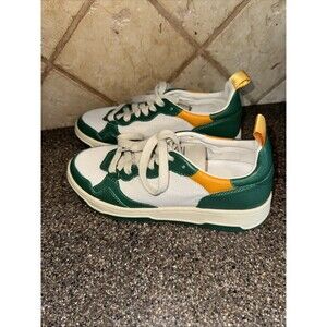 Steve Madden Women's Everlie Leather Sneakers Sz 5.5White Green Yellow Green Bay